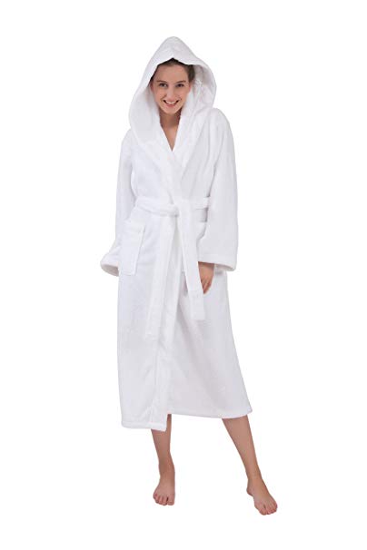 Bagno Milano Women's Wellsoft Microplush Robe, Hooded Velour Spa Bathrobe, Made in Turkey