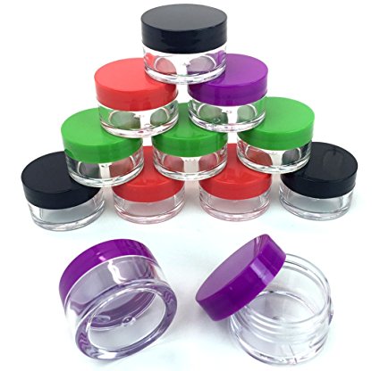 Beauticom Clear Jars with Colored Lids/20 ML (Pack of 12 Pieces)