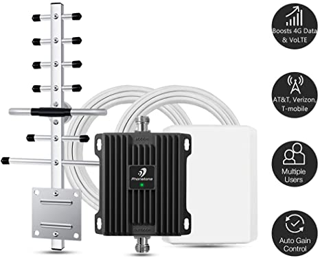 Cell Phone Signal Booster for Home and Office - Band 66 & Band 4 Mobile Cellular Repeater Boosts 4G Data and Volte for Multiple Users Up to 4,500Sq Ft.(1700/2100Mhz)