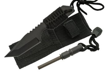 Szco Supplies Tanto Survivor Fire starter Knife Black