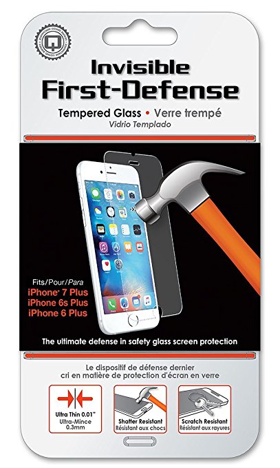 Qmadix iPhone 7 Plus Screen Protector - Invisible First-Defense Tempered Glass 9H for iPhone 7 Plus, 6 Plus, 6s Plus