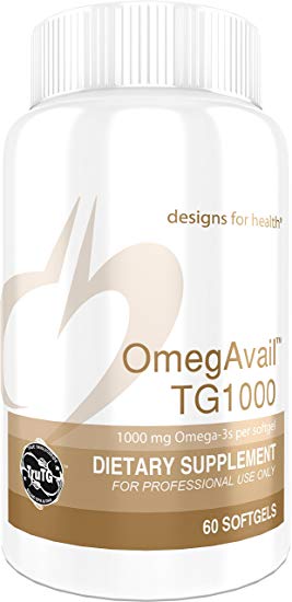 Designs for Health OmegAvail TG1000 - TG (Triglyceride) Fish Oil 1000 Milligrams Per Softgel (60 Softgels)