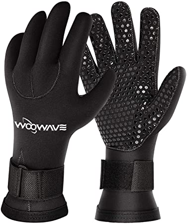 WOOWAVE Diving Gloves 3mm Premium Double-Lined Neoprene Wetsuit Gloves with Adjustable Strap for Men Women Scuba-Diving Surfing Kayaking All Water Sports