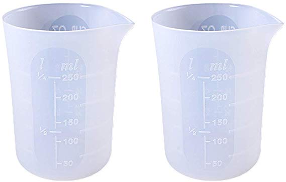 Large Silicone Measuring Cups, 2PCS 250ml Nonstick Silicone Mixing Cups for Epoxy Resin, Casting Molds, DIY, Art, Waxing