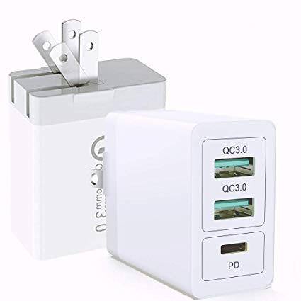 PD USB Wall Charger 30W Power Adapter Quick Charging Block Cube Compatible with iPhone Xs Max/XR iPad Pro Air/Mini, Samsung Galaxy S10/S9 and More(White)