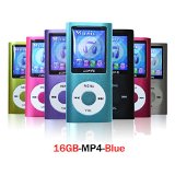 Lonve Music Player 16GB MP4MP3 Player Blue 181 Screen MP4 MusicAudioMedia Player with FM Radio