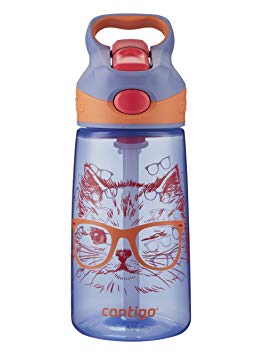 Contigo AUTOSPOUT Straw Striker Kids Water Bottle, 14 oz, Wink Winky Cat