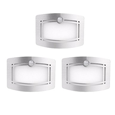 [3 PACK]OxyLED OxySense T-03 Luxury Aluminum Stick Anywhere Bright Motion Sensor Activated LED Wall Sconce Night Light, Auto On/Off for Hallway, Pathway, Staircase, Garden, Wall, Drive Way