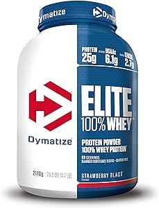 Dymatize Elite 100% Whey Strawberry Blast 2170g - Low Sugar Whey Protein + BCAAs