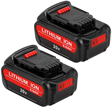 DCB207 2 Pack 20 Volt 6.0Ah Lithium Replacement for Dewalt 20V Battery XRP DCB200 DCB201 DCB203 DCB204 DCB205 DCB206 20V DCD/DCF/DCG/DCS Series Tools