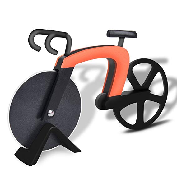 Bangy Bicycle Pizza Cutter Wheel Kitchen & Dinning Non-Stick Stainless Steel Pizza Slicer (Orange)