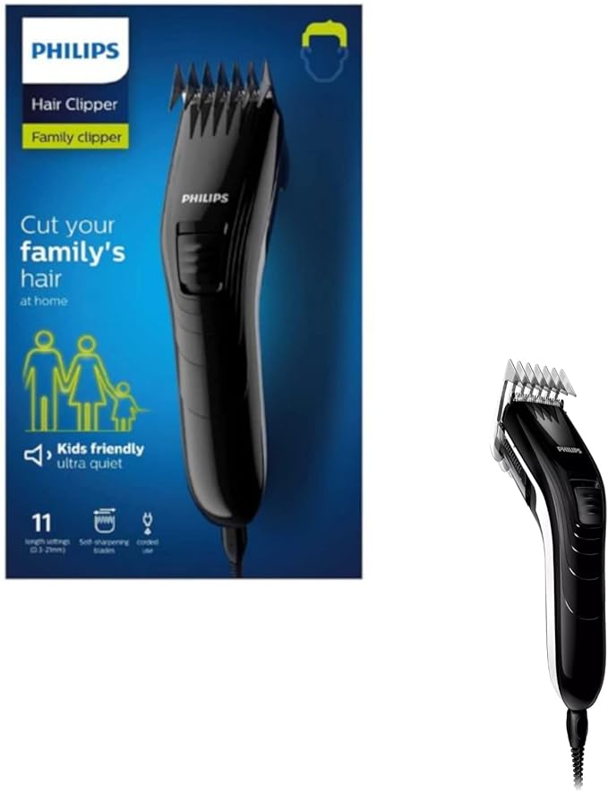 Philips Family Hair Clipper, Stainless Steel Blades, 11 Length Settings, Corded Use - QC5115/13