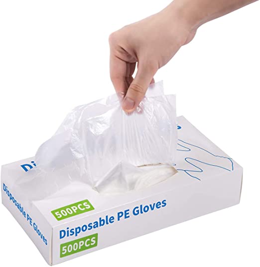 XINHOME Disposable Clear Plastic Gloves, 500 Pcs Large Size Powder Free Latex Free Food Prep Gloves, Food Grade Gloves for Food Handling Kitchen Housework Cooking Cleaning
