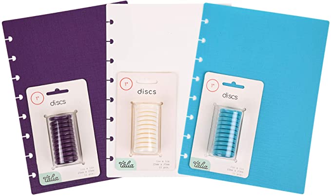Talia Discbound Discs and Covers 3pk, Set 1 (Strong Purple, White, Energetic Turquoise), Junior Size