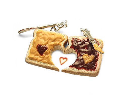 Peanut Butter & Jelly Friendship Keychains ~ Personalized Set of 2 ~ Mini Food Accessories