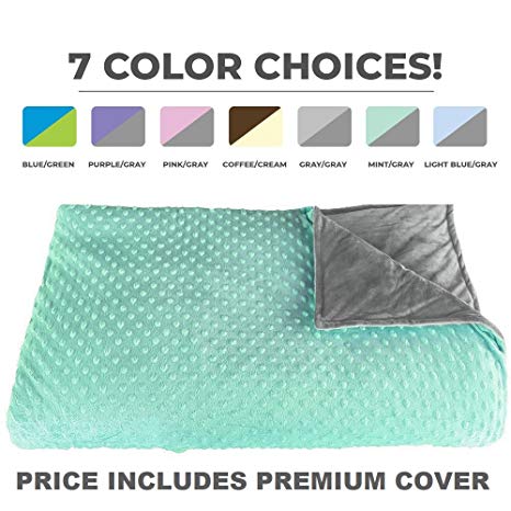 Premium Weighted Blanket, Perfect Size 60" X 80" and Weight (15lb) for Adults and Children. Deluxe CALMFORTER(tm) Blanket. Price Includes Cover!