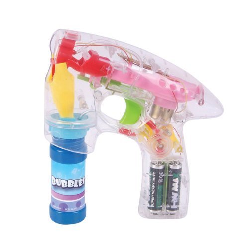 Light Up LED Transparent Bubble Gun Blaster Toy - Light Up LED Transparent and Battery Operated - For Kids Boys Girls Playing Outdoors Indoors Gifts and Party Favors - Kidsco