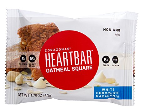 Heartbar Oatmeal Square, White Chocolate Macadamia Nut, 1.76 Ounce (Pack of 12)