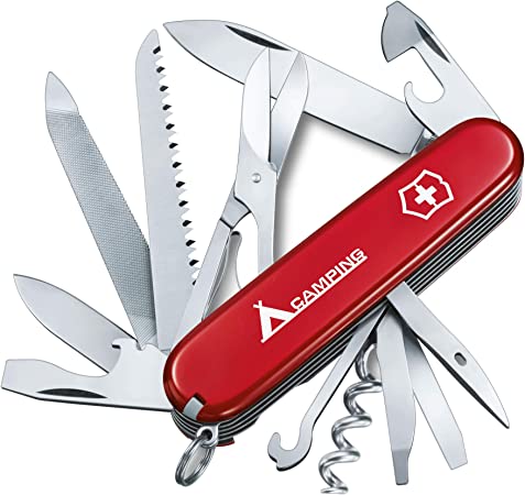 Victorinox Ranger Camping Swiss Army Pocket Knife, Medium, Multi Tool, 21 Functions, Blade, Scissors, Red