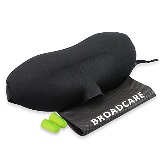 BROADCARE Adjustable 3D Sleep Mask Ultra Comfortable Eye Shade Lightweight Contoured Sleeping Eye Mask for Home Travel Meditation Napping - Black