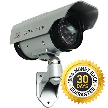 Blindspotter Solar Powered Dummy / Fake Camera - Best Burglar Deterrent - Free E-book "How to Improve Your Home Security" - Security Sign Included - For Indoor/Outdoor