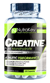 NutraKey Creatine Monohydrate Capsules, 100-Count