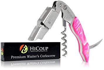 Professional Waiter’s Corkscrew by HiCoup – Flamingo Resin Handle All-in-one Corkscrew, Bottle Opener and Foil Cutter, the Favored Choice of Sommeliers, Waiters and Bartenders Around the World