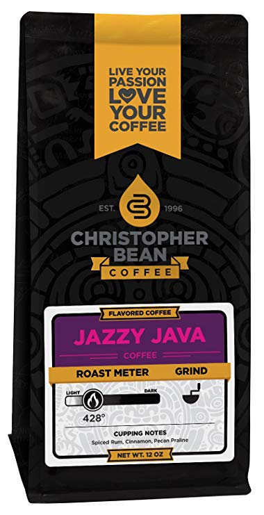 Christopher Bean Coffee Ground Flavored Coffee, Jazzy Java, 12 Ounce