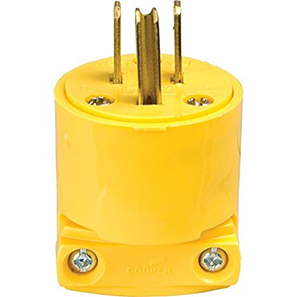 Eaton 4867-BOX Replacement Yellow Vinyl NEMA 5-15P 15-Amp Cord End, Male Plug
