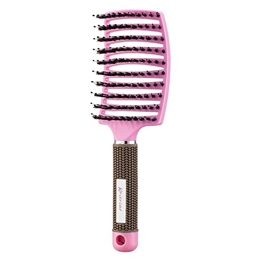 Kaiercat Boar Bristle Brush for Detangling Thick Hair - Pink