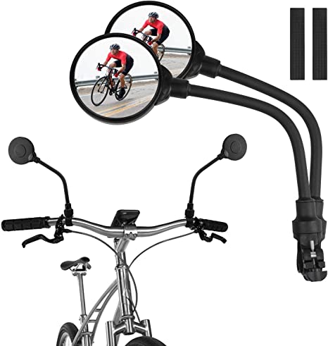Bike Mirror Handlebar Mount, Convex Rear View Mirror for Mountain Road Bike |Adjustable Rotatable| Wide Angle and Shockproof Bicycle Accessories 2pack