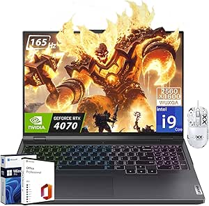 Lenovo Legion Pro 5i Gaming Laptop, Intel 14th Gen i9-14900HX, RTX 4070 8 GB GDDR6, 16" WQXGA 165Hz Display(2560x1600), 64 GB DDR5 RAM, 2 TB SSD, Win 11 Pro, Office Pro Lifetime License, Gaming Mouse