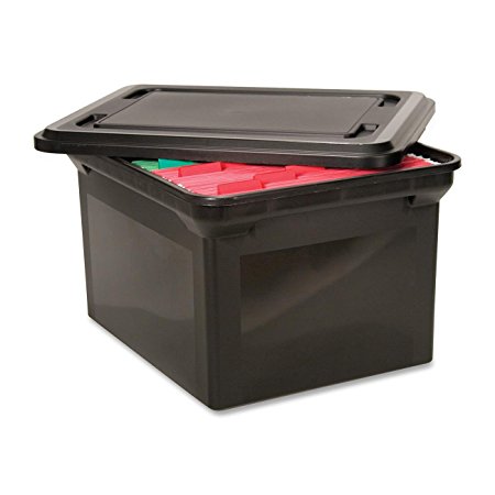 ADVANTUS File Tote with Lid, 19 x 15.5 x 11 Inches, Black (34052)