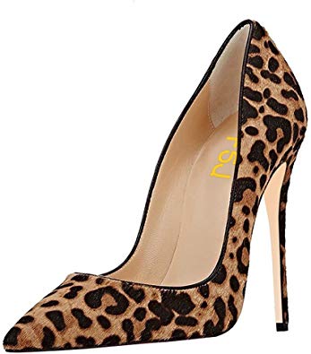 FSJ Women Sexy Leopard Printed Dress Shoes Pointy Toe High Heels Stilettos Pumps Size 4-15 US