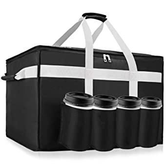 YUOIOYU Insulated Food Delivery Bag - Premium Waterproof Delivery Bag XXL with Cup Holders Grade for Hot Food Delivery/Drink Carriers, Suitable for UberEats/DoorDash/PostMates/Grubhub Food Delivery