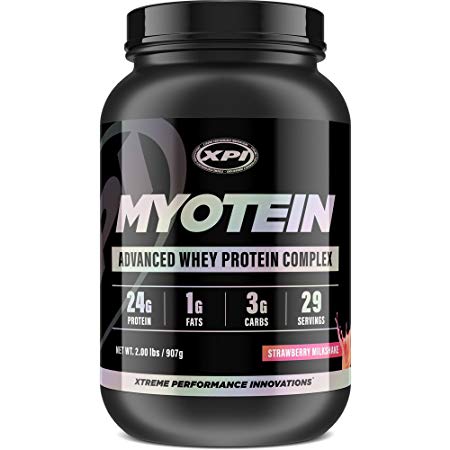 XPI Myotein Protein Powder (Strawberry, 2lbs) - Best Whey Protein Powder Complex - Great Tasting - Hydrolysate, Isolate, Concentrate, Colostrum, & Micellar Casein