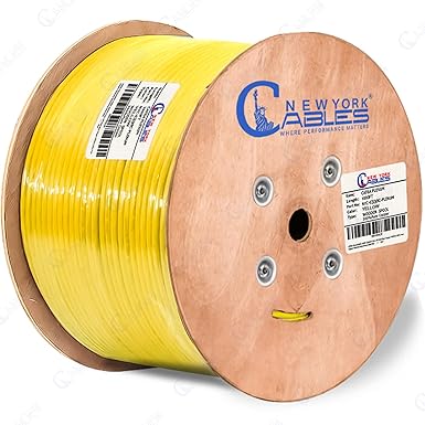 NewYork Cables Cat6a Plenum Cable 1000ft - Certified 100% Solid Pure Copper Cat 6a Ethernet Cable – 23 AWG, 750 MHz, PoE++ - Unshielded Twisted Pair (UTP) - 10 GB High Speed for Networking & Gaming