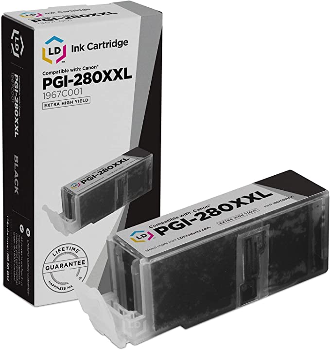 LD Compatible Ink Cartridge Replacement for Canon 280 PGI-280XXL 1967C001 Super High Yield 280 Ink Cartridges for Canon Printers PIXMA TS8120 TS8220 TS9120 TS9520 TS6320 TS9521C (Pigment Black)