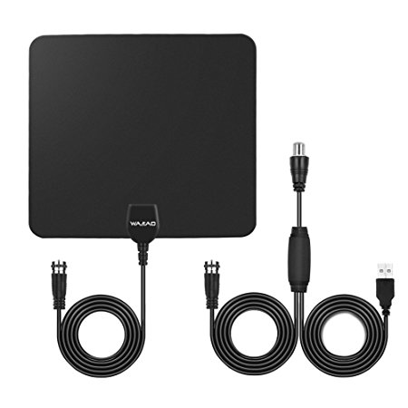 50 Miles HD TV Antenna, Indoor Satellite Digital TV Antenna with Amplifier 10ft High Performance Coax Cable, Signal Booster Upgraded Version - Better Reception - Ultra Thin & Soft Black