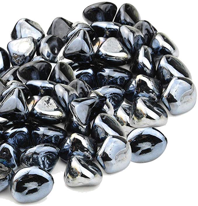 Mr. Fireglass 1/2" Reflective Fire Glass Diamonds for Fireplace, Fire Pit, Lanscaping, 10 lb, Onyx Black