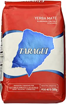 Taragui Yerba Mate Regular Blend, with Stems (Con palo) 1.17 lb- 500 g.