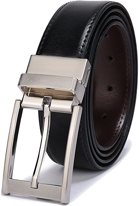 Belts for Men Reversible Leather 1.25” Waist Strap Fashion Dress Buckle Beltox