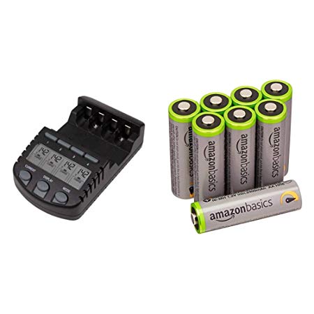 La Crosse Technology BC700-CBP Alpha Power Battery Charger & AmazonBasics AA High-Capacity Rechargeable Batteries (8-Pack) Pre-charged - Packaging May Vary