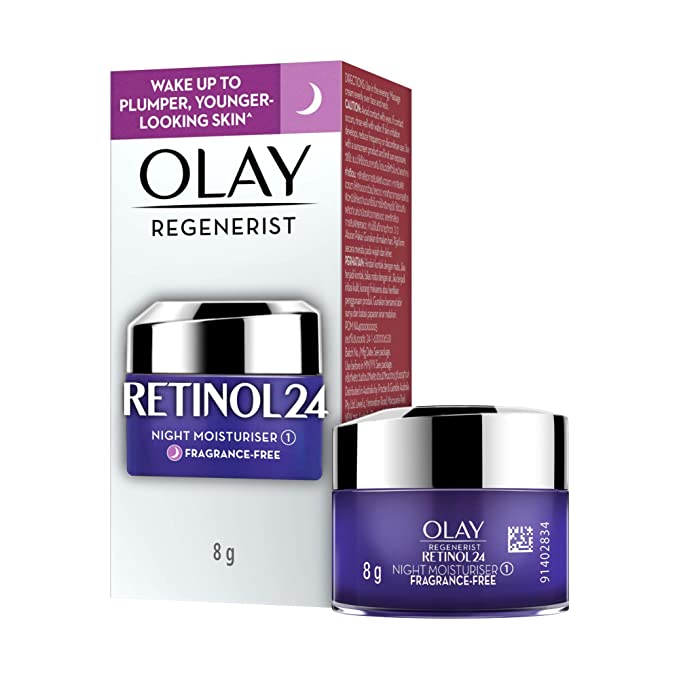 Olay Night Cream mini: Regenerist Retinol 24 Moisturiser for hydrated plump smooth skin, 8 g