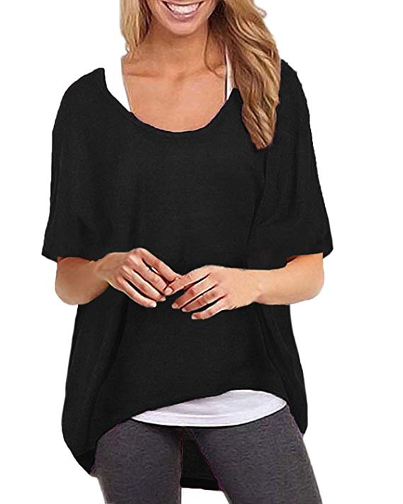 ZANZEA Women's Batwing Long Sleeve Off Shoulder Loose Oversized Baggy Tops Sweater Pullover Casual Blouse T-Shirt