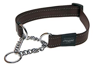 ROGZ Utility Large 3/4-Inch Reflective Fanbelt Obedience Half-Check Dog Collar