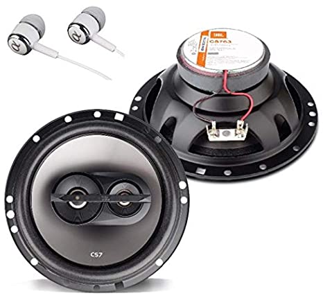 JBL CS763 CS-Series 6-1/2” 135 Watts Peak Power 3-Way Coaxial Car Audio Stereo Loudspeakers Bundled with Alphasonik Earbuds