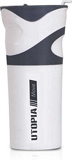 Travel Mug / Bottle Mug White & Grey 550ml - Water Flask - Thermos - by Utopia Home