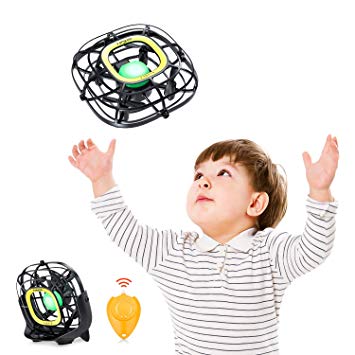 Mini Drone, Levitation UFO Drone, Hand Operated Quad Induction Flying Ball Toys, Easy Remote Control 2 Speed, Mini Handheld USB Fan, Toys for Boys and Girls Toddlers, Tomzon A15 Black