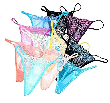 Bestyou Pack of 10 Lace G-string Sexy Lingerie T-back Thongs Panties Assorted Color